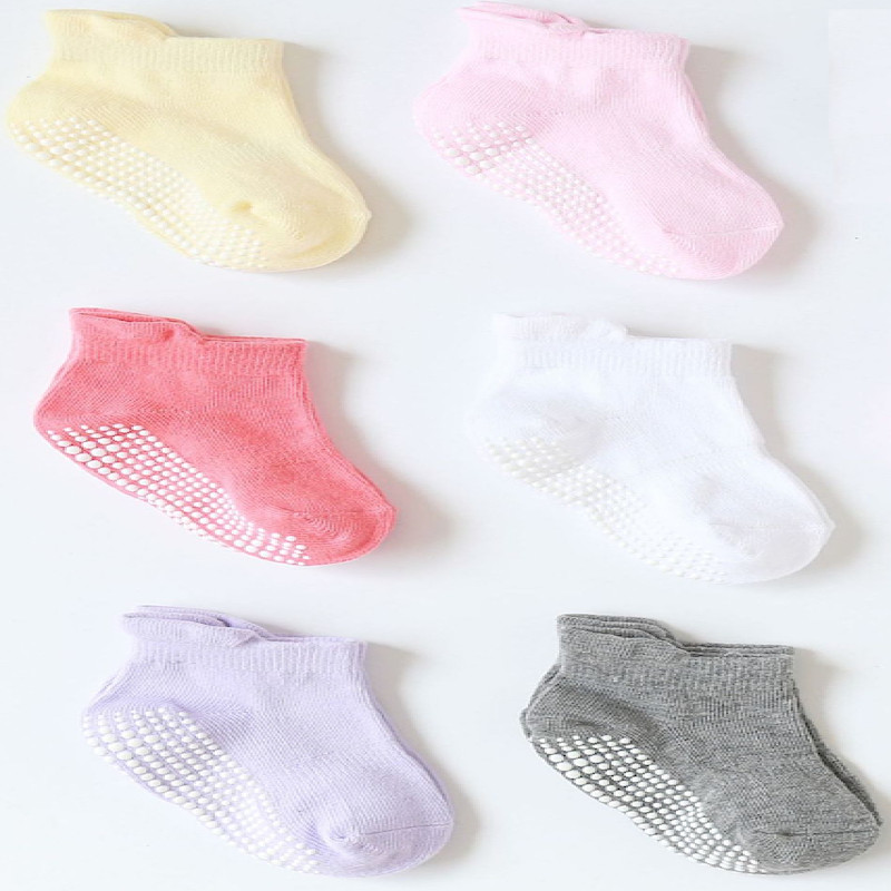 Non Slip Socks Combed Cotton for Infant, Toddler, Kids, Anti Skid Socks 6M-5 Years size Girls